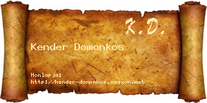 Kender Domonkos névjegykártya